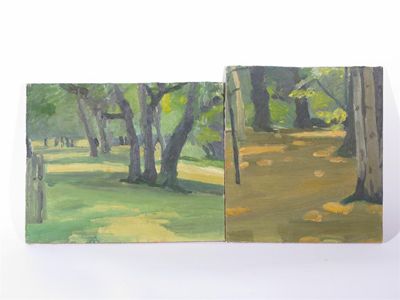 Appraisal: Study of trees' an oil on board by Muriel Rose