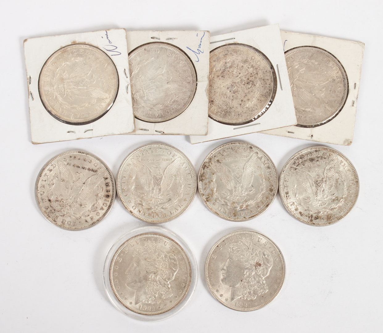 Appraisal: U S Silver Dollars Ten Morgan type eight MS- two