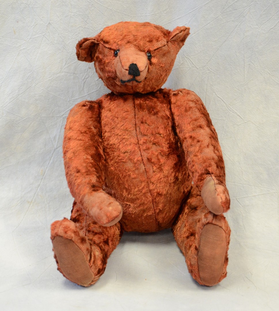 Appraisal: Articulated red plush bear rare color well worn from use