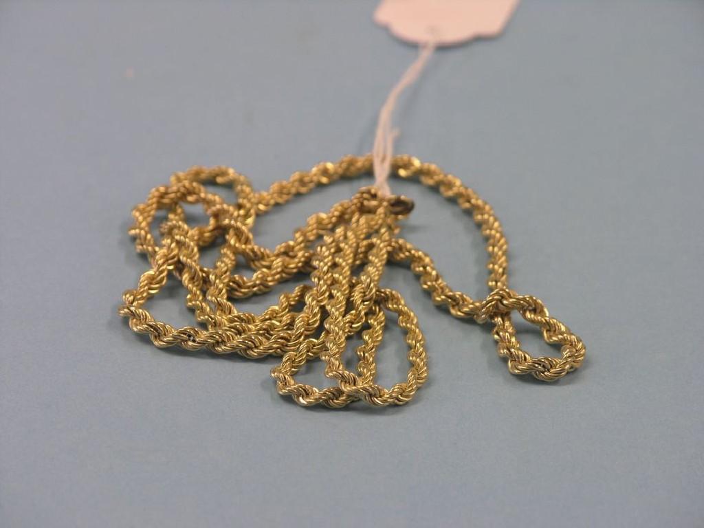 Appraisal: Two ct gold chains grams and grams