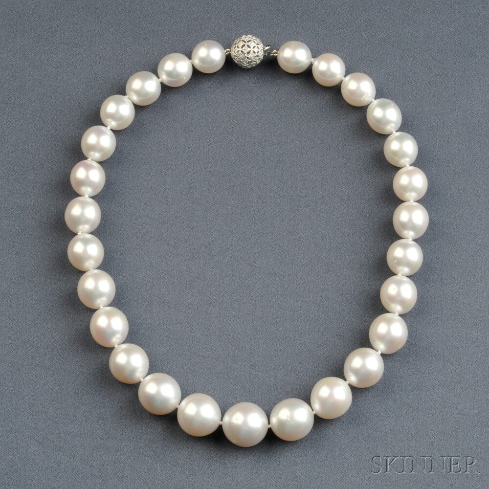 Appraisal: South Sea Pearl Necklace composed of twenty-seven pearls graduating in