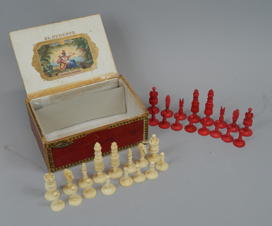 Appraisal: A late thC early thC Oriental ivory chess set