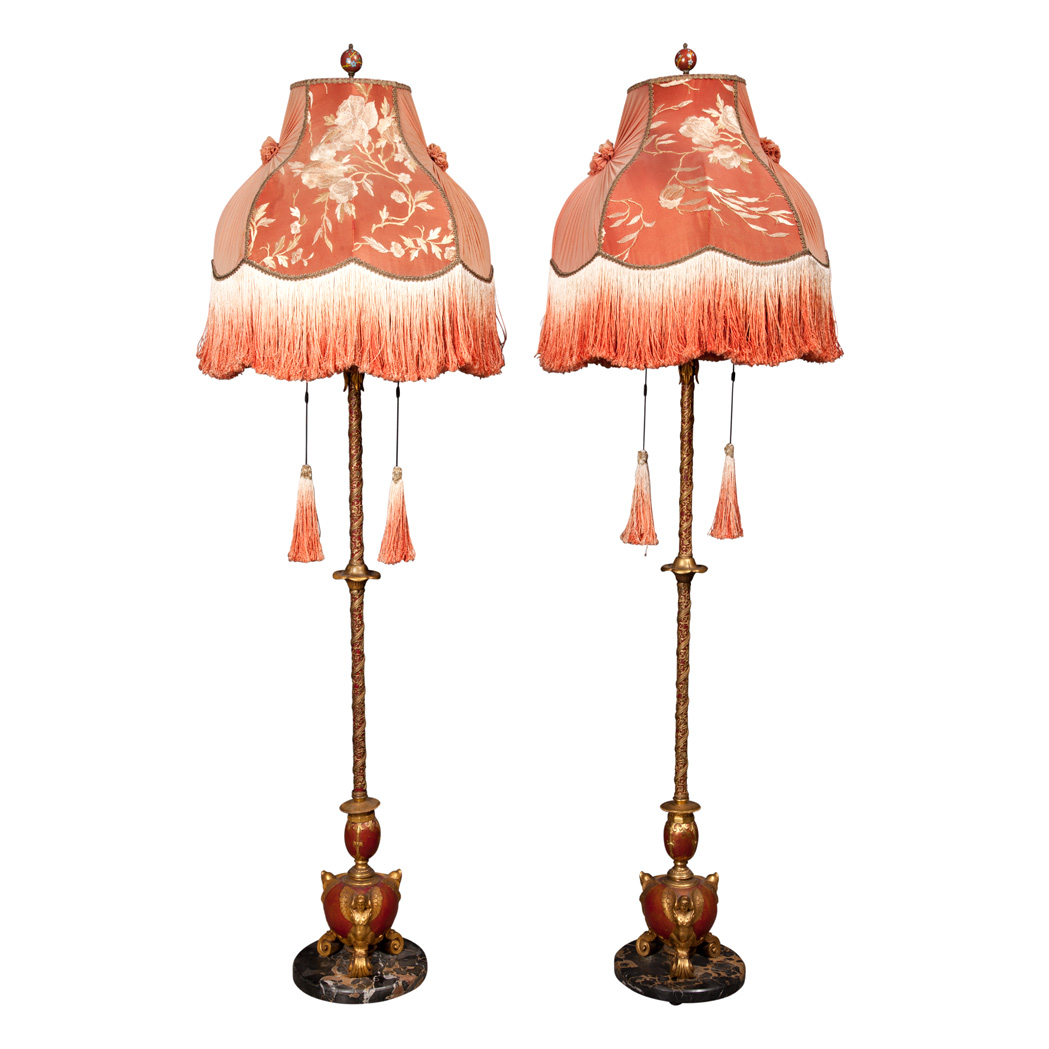 Appraisal: Pair of Art Deco Painted Bronze and Metal Floor Lamps