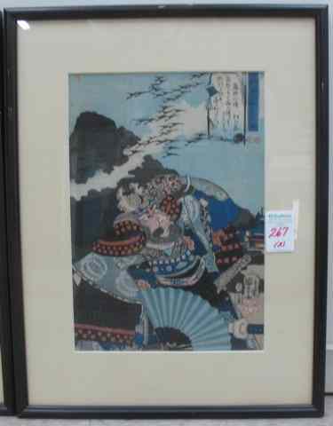 Appraisal: TWO JAPANESE COLOR WOODCUTS the first by Kunisada who is