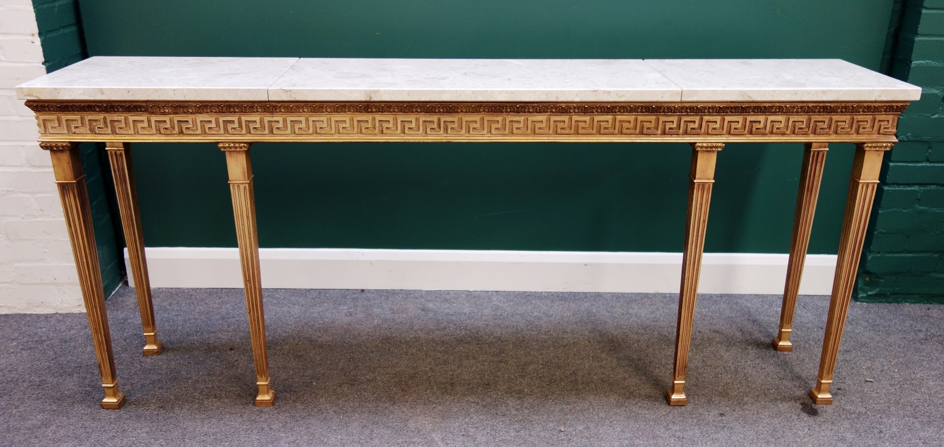 Appraisal: An th century style console table the rectangular marble top