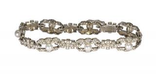 Appraisal: Mikimoto cultured pearl and k white gold bracelet Mikimoto cultured