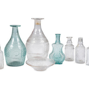 Appraisal: Eight Early American Pattern Molded Glass Bottles and Flasks th