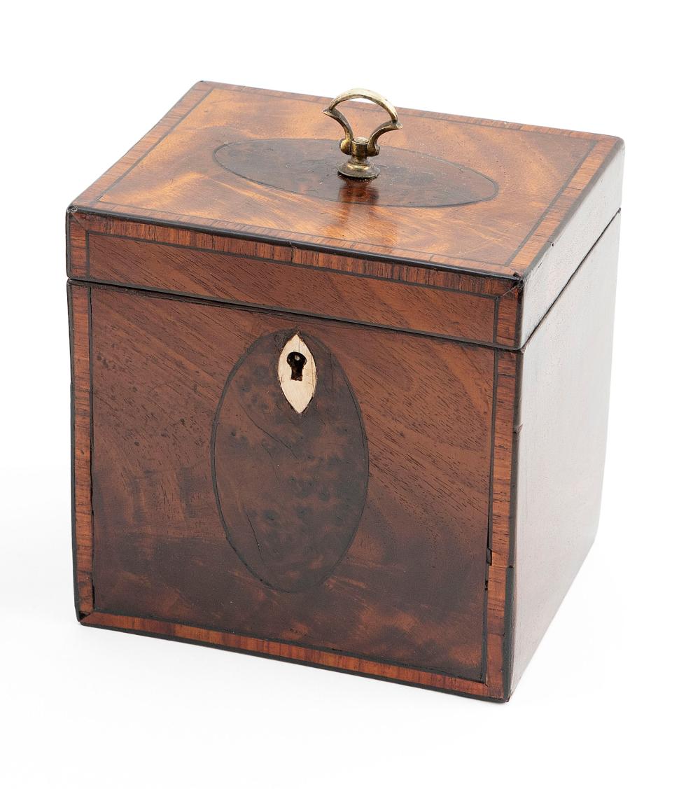 Appraisal: TEA CADDY ENGLAND TH CENTURY HEIGHT WIDTH DEPTH TEA CADDY