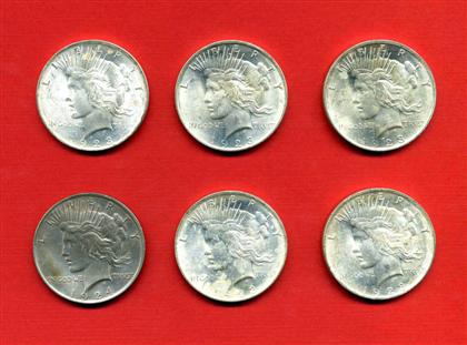 Appraisal: pieces United States of America One Dollar Peace Dollars coins