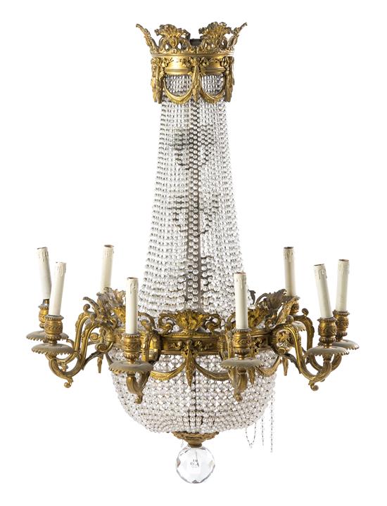 Appraisal: Sale Lot A A Continental Gilt Bronze Eight-Light Chandelier early