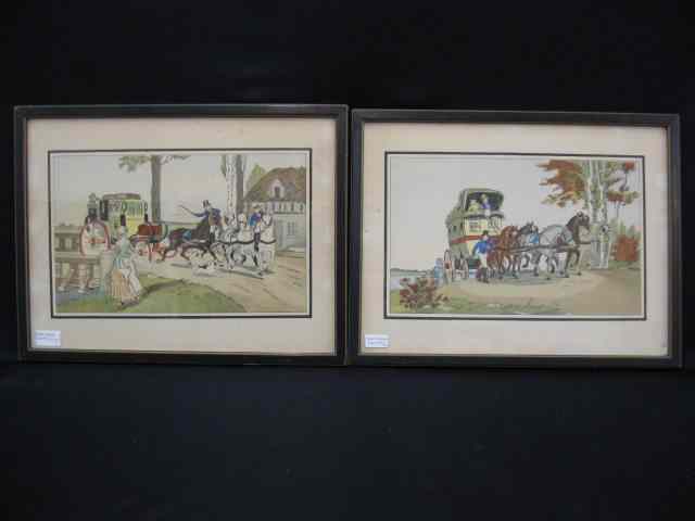 Appraisal: Pair of Victorian Coaching Prints image area '' x ''