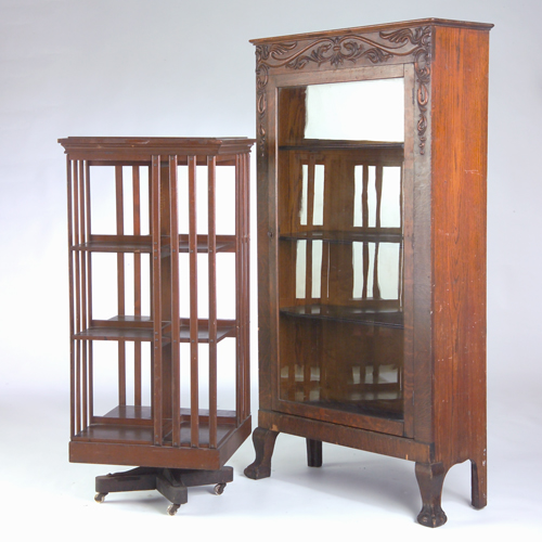 Appraisal: Two American Victorian pieces an oak single-door bookcase with carved