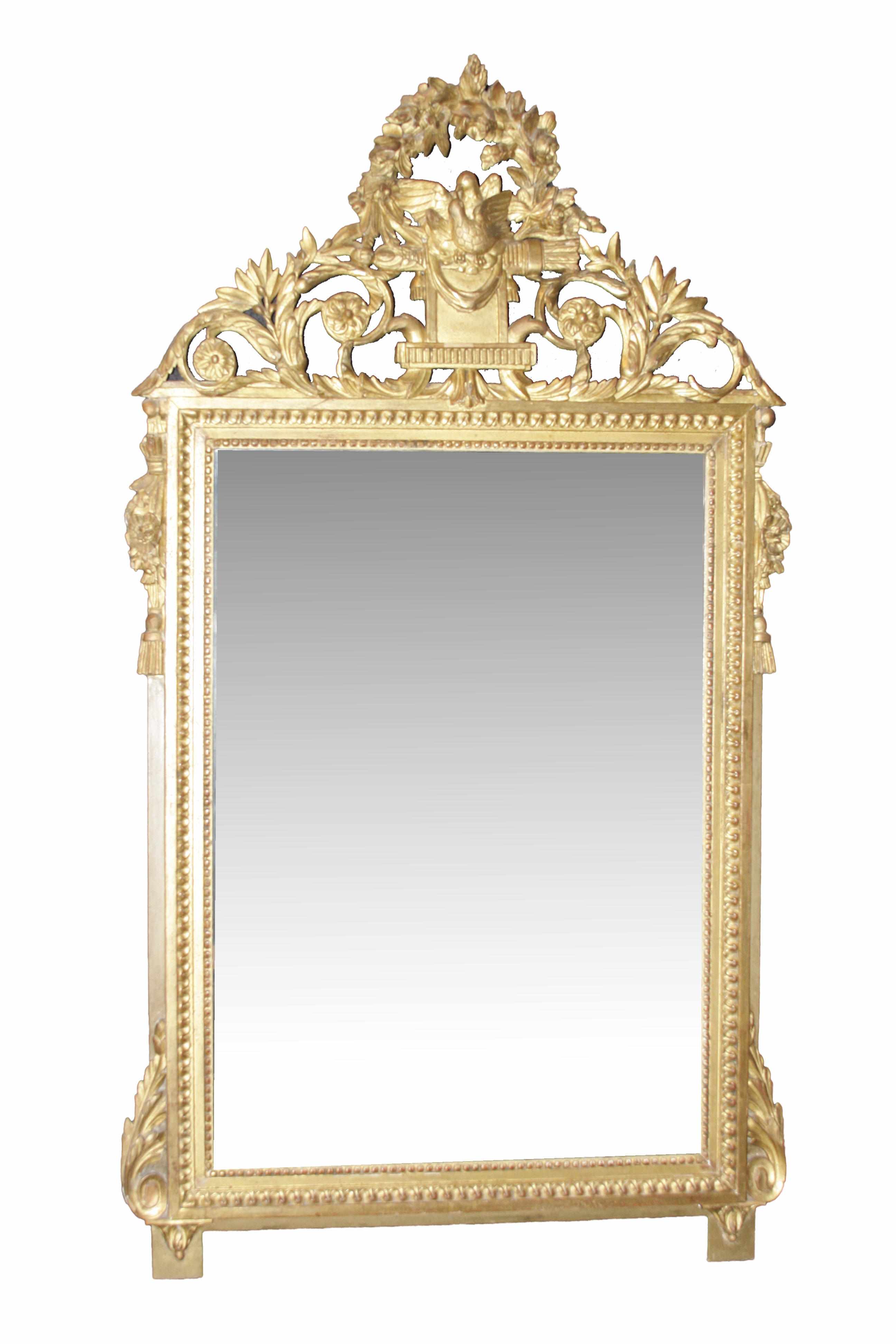 Appraisal: A Louis XVI style carved giltwood mirror th centuryheight in