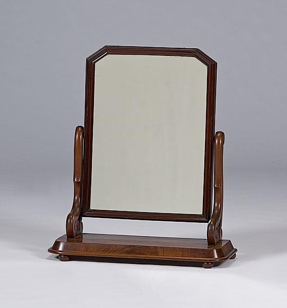 Appraisal: VICTORIAN SHAVING MIRROR English ca - in mahogany with scrolled