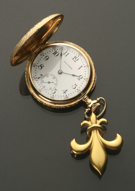 Appraisal: Lady's Edwardian -Karat Yellow-Gold Manual-Wind Lapel Watch Waltham Watch Company