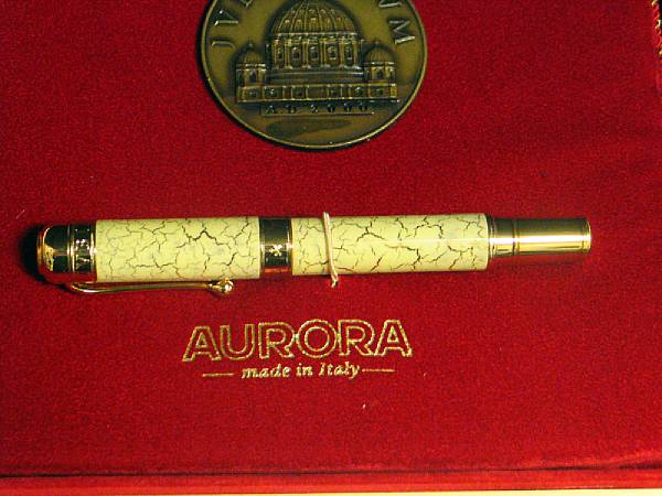 Appraisal: WATERMAN Gold-veined Jubilaeum Fountain Pen by Aurora Gold veined ivory