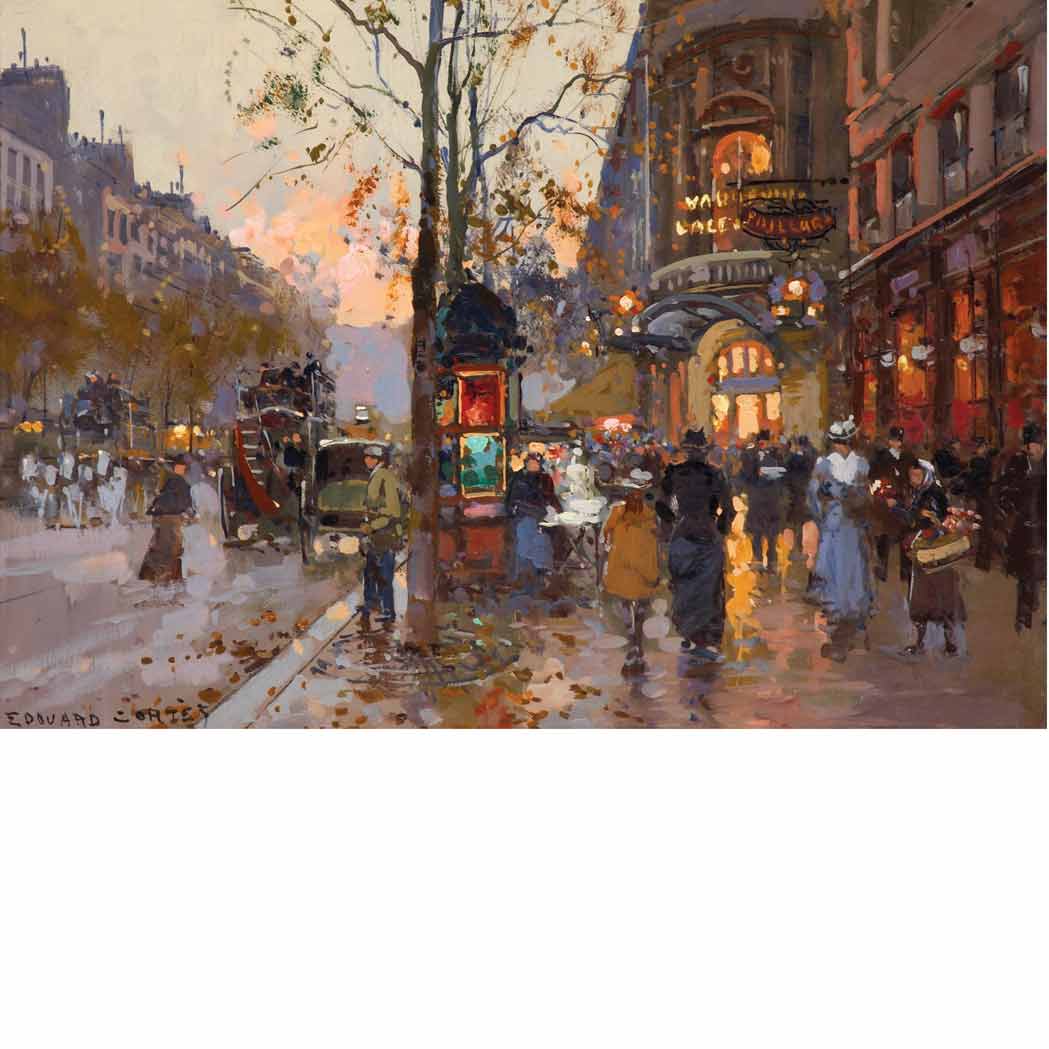 Appraisal: Edouard Leon Cortes French - Boulevard Montmartre Signed Edouard Cortes