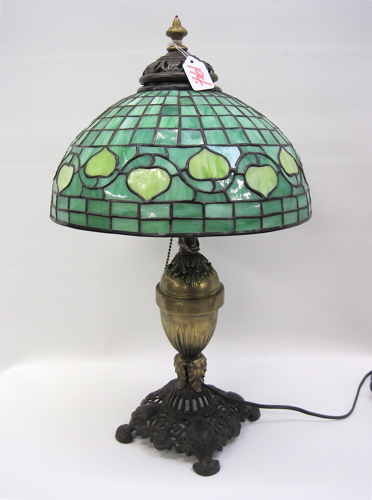 Appraisal: A TIFFANY ACORN STYLE TABLE LAMP The stained and leaded