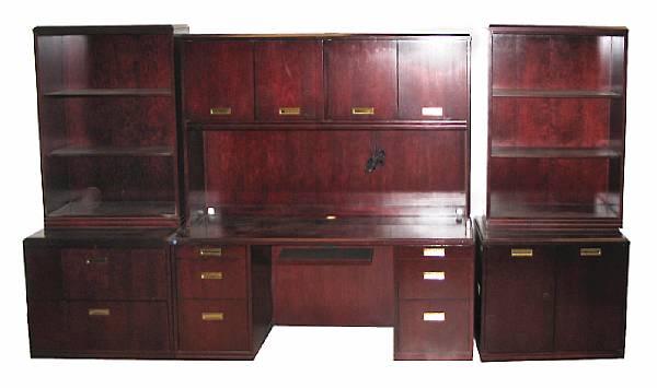 Appraisal: A group of George III style office furniture wall unit