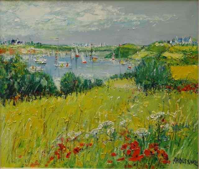 Appraisal: ARDISSONE Yolande O C Landscape with Harbor Signed lower right