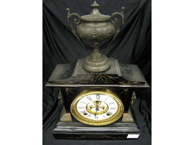 Appraisal: Ansonia Victorian Mantle Clock open escapement Roman numeral dial fancy