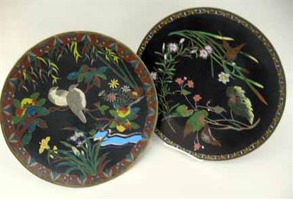 Appraisal: Pair of cloisonne chargers late th century Probably Japanese of