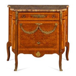 Appraisal: A Louis XV XVI Transitional Style Gilt Bronze Mounted Burlwood