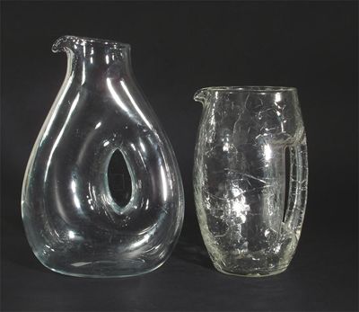 Appraisal: A Crackled glass jug the design attributed to Koloman Moser