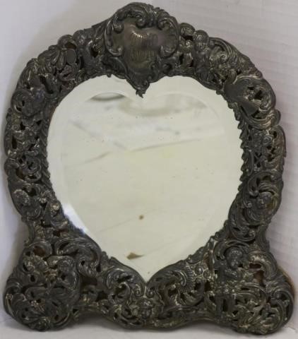 Appraisal: EARLY TH C LADY'S STERLING DRESSING MIRROR ONSTAND LONDON EMBOSSED