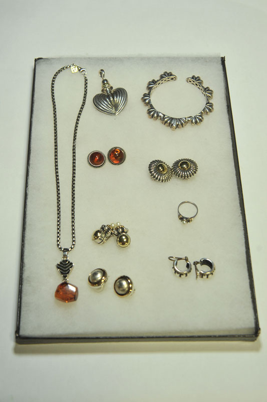 Appraisal: NINE PIECES DESIGNER STERLING JEWELRY Lot includes a David Yurman