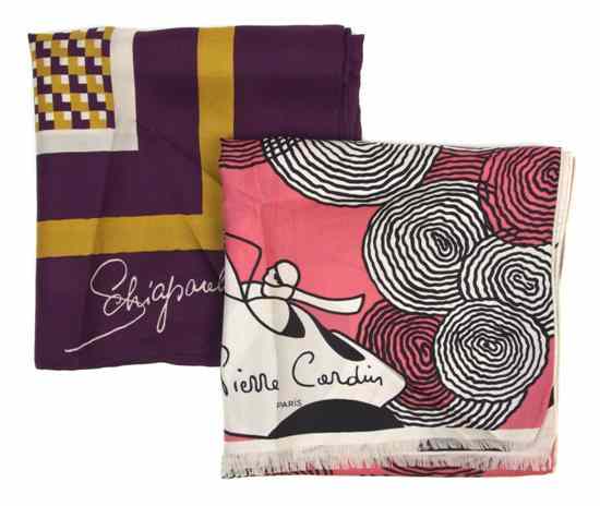 Appraisal: A Pierre Cardin Pink Silk Scarf together with a Schiaparelli