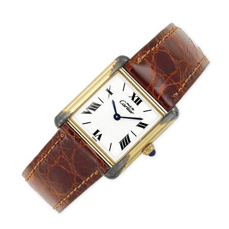 Appraisal: Sterling Silver and Vermeil Tank Wristwatch Must de Cartier Estimate