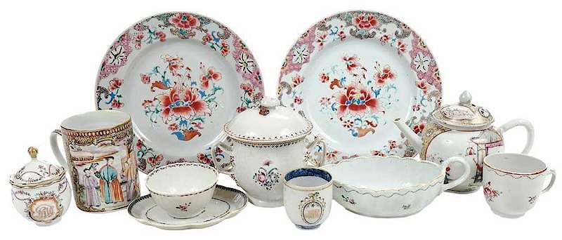 Appraisal: Eleven Porcelain Chinese Export Pieces th th century pair of