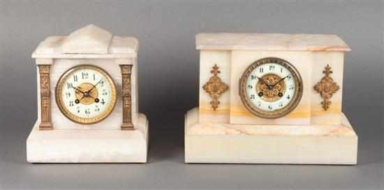 Appraisal: Two Victorian gilt-metal-mounted onyx mantel clocks with French works second