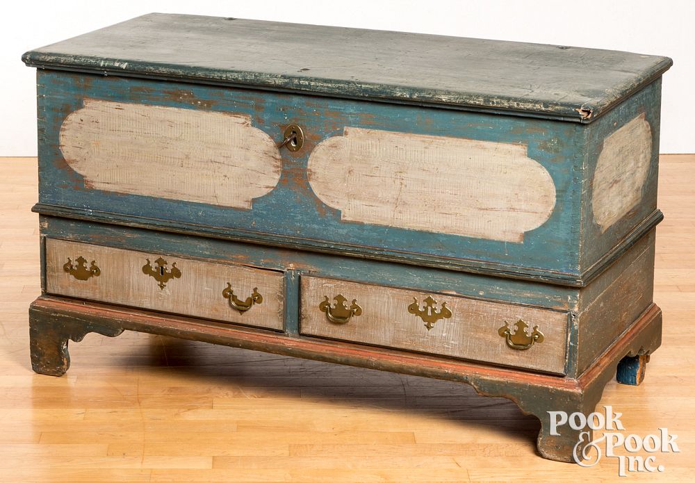 Appraisal: Pennsylvania painted poplar dower chest ca Pennsylvania painted poplar dower