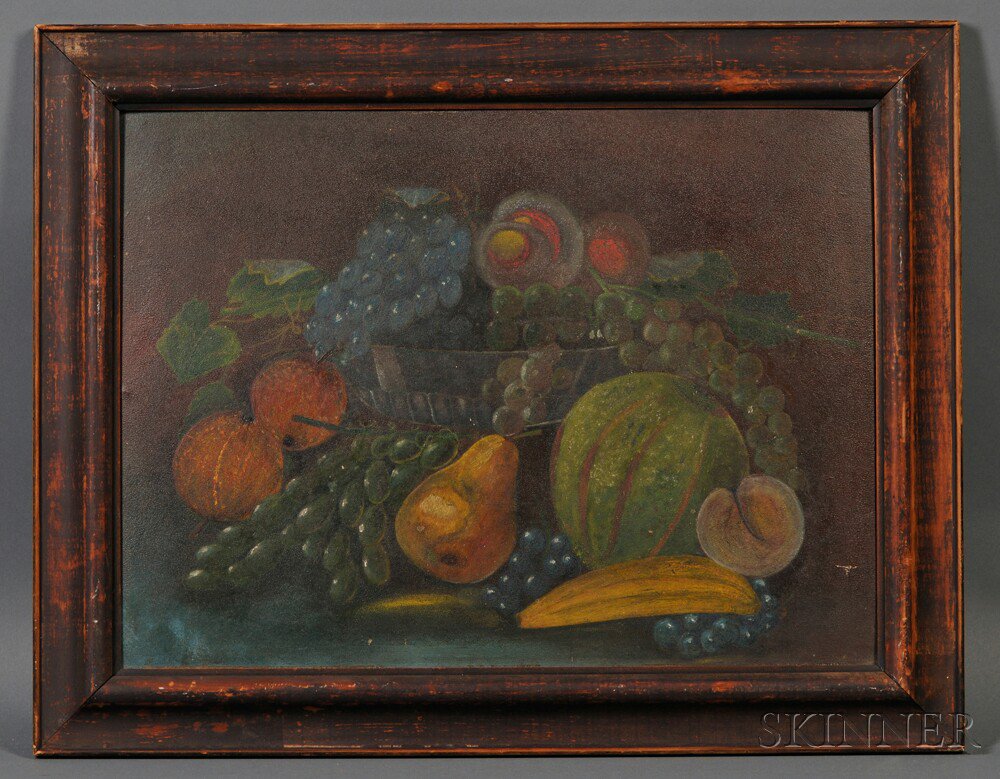 Appraisal: American School th Century Folk Painted Still Life with a