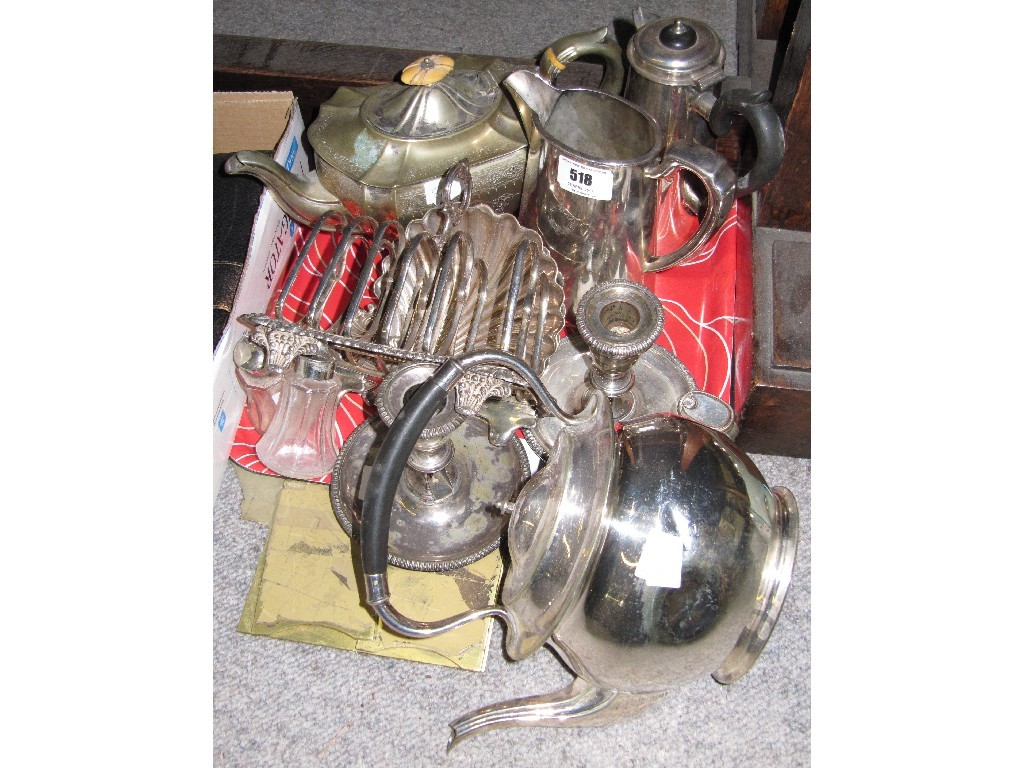 Appraisal: Tray lot of EP - teapots toast rack condiments etc