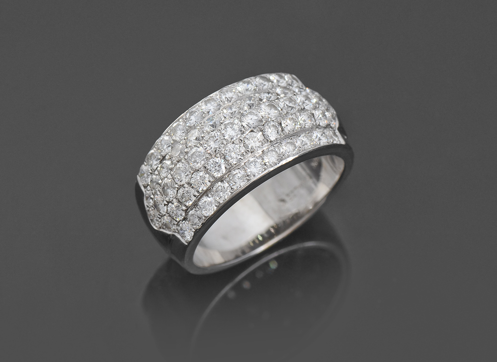 Appraisal: K DIAMOND BAND White gold wide band pave set with