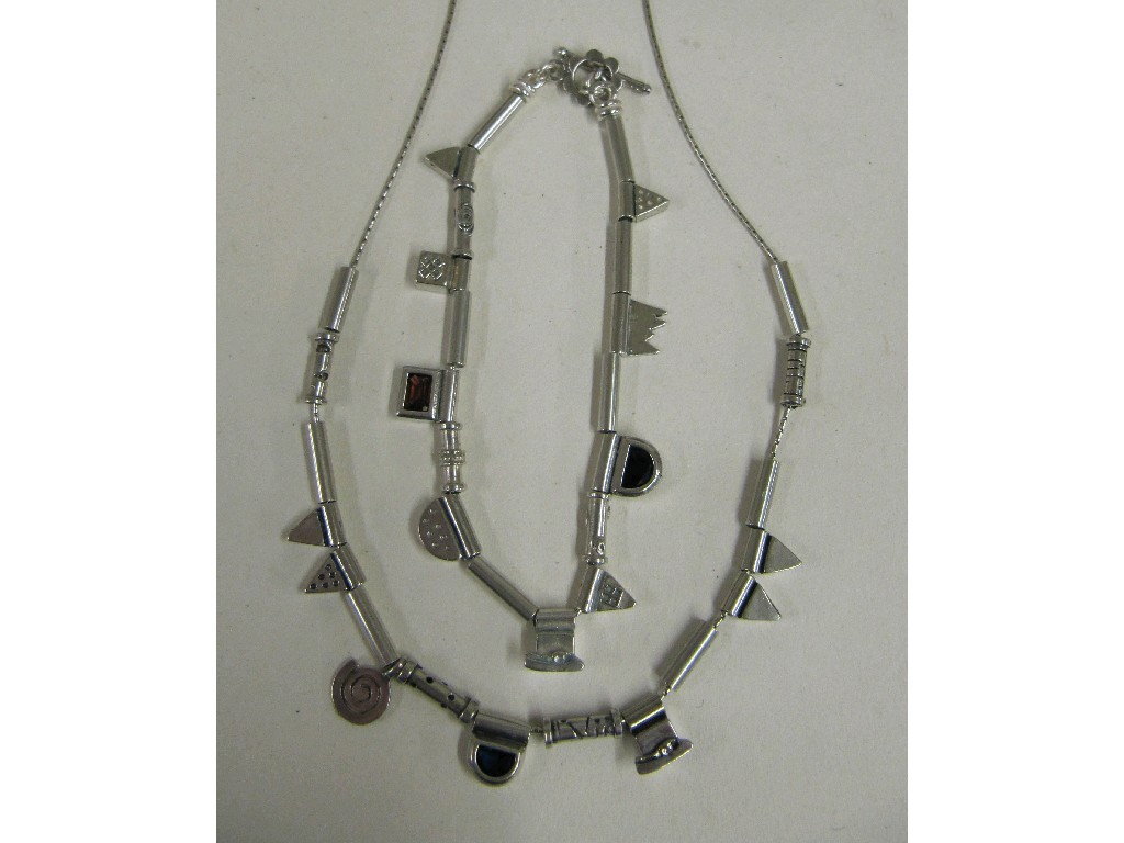 Appraisal: Silver stone set necklace with matching bracelet