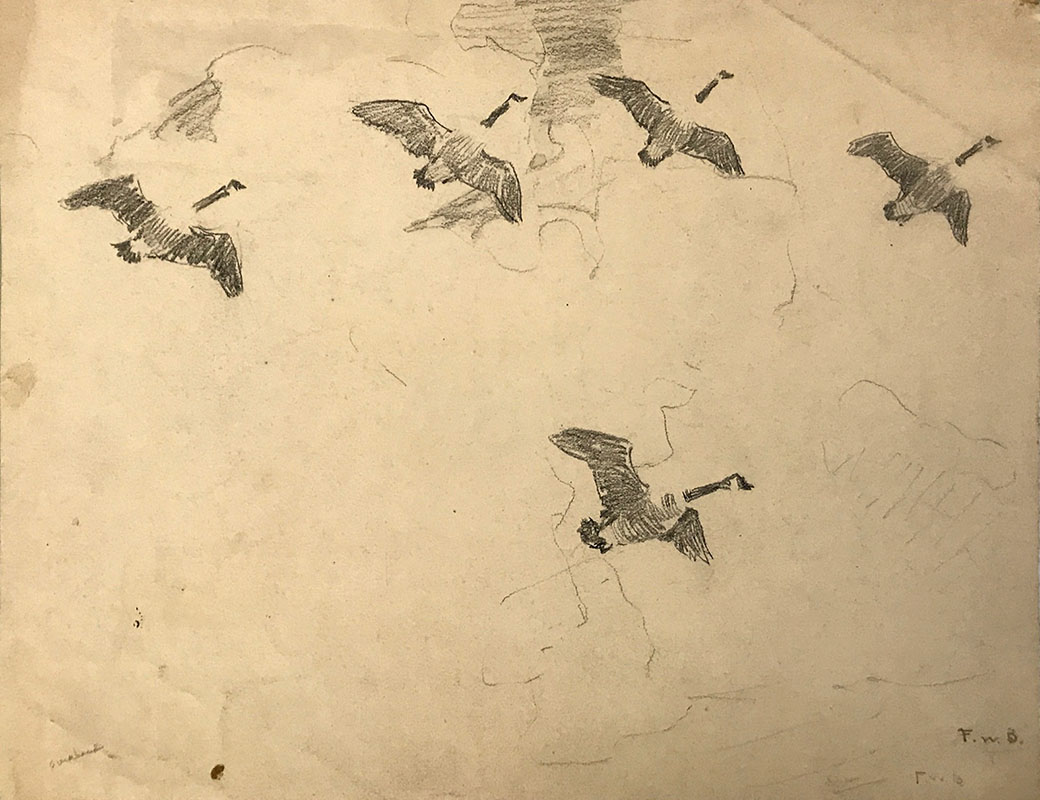 Appraisal: BENSON Frank Weston American - ''Overhead'' Geese in Flight Pencil