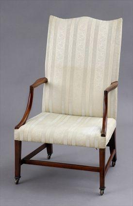 Appraisal: NEW ENGLAND FEDERAL MAHOGANY LOLLING CHAIR The back with serpentine