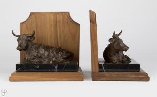 Appraisal: Harold T Holden ''Steer Bookends'' pair of bookends with reclining