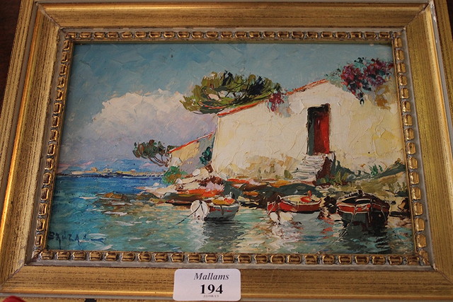 Appraisal: Bruzac'La Garoupe' Cap Ferrat oil on board signed cm x