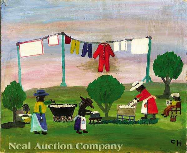 Appraisal: Clementine Hunter American Louisiana - Wash Day with Clementine Painting