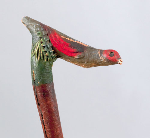 Appraisal: Bally Carver cane with painted bird grip signed B Heinz