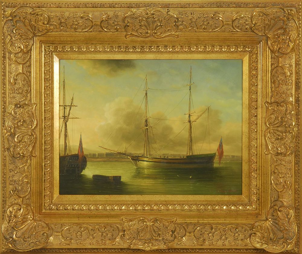 Appraisal: JAMES HARDYEnglish ContemporaryShip moored in a harbor Signed lower right