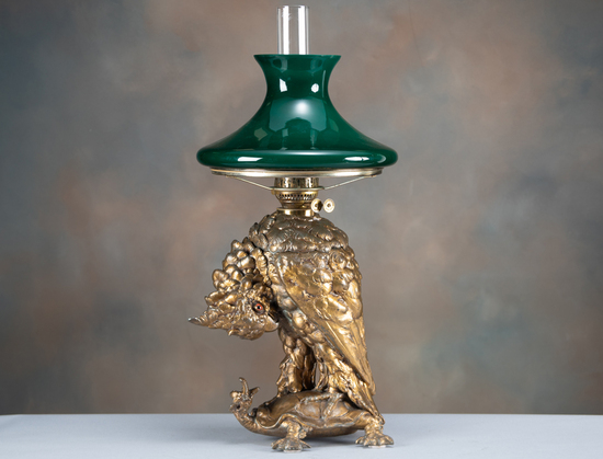 Appraisal: Rare antique Table Lamp Cockatoo Turtle manufactured by Craighead Kintz