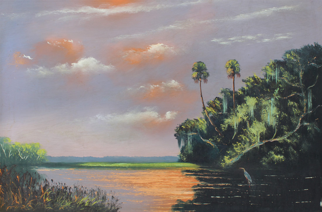 Appraisal: BLACK Al ''Blood'' American th Century Florida Highwayman Landscape River