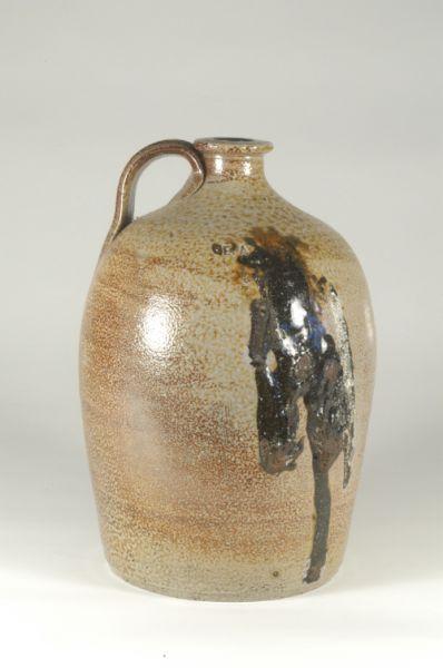 Appraisal: Signed E A POE Salt glazed stoneware jug H W