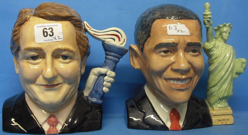 Appraisal: Bairstow Manor Character Jugs Barack Obama marked prototype and David